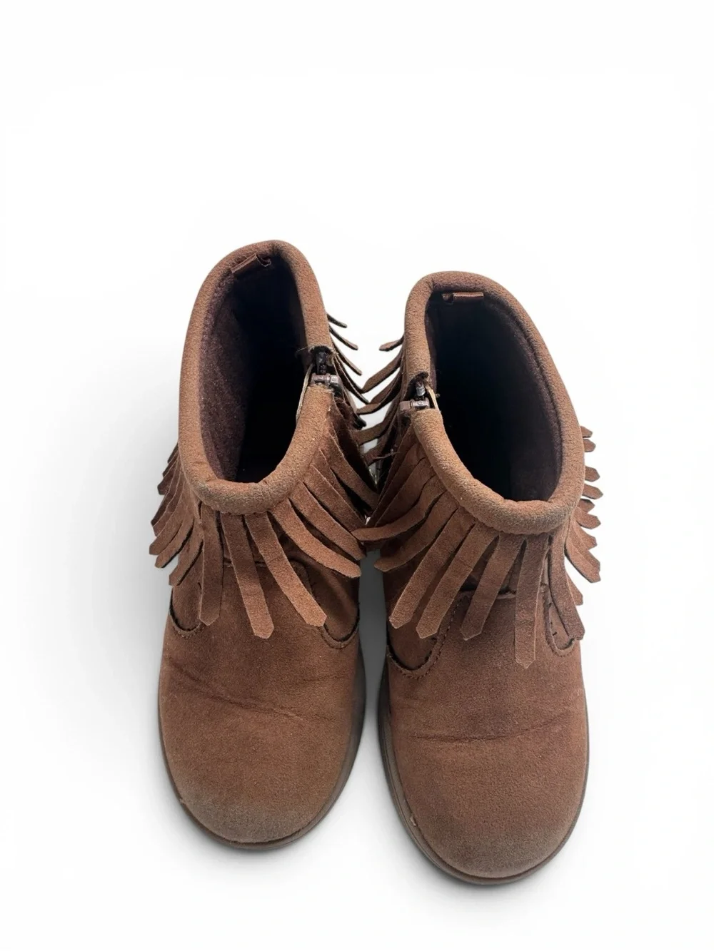 Carter’s Hena Brown Fringe Mocassin Boots Toddler Size 11 Suede Western Boho EUC